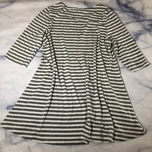 THML Grey White & Orange Striped Embroidered Top - Picture 6 of 7